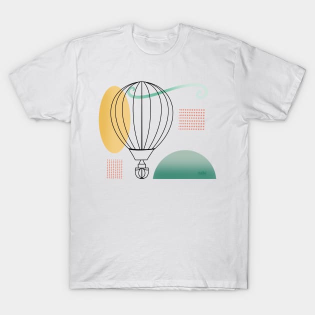 Hot Air Balloon Line Art T-Shirt by MoTekent